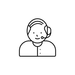 call center, avatar line icon on white background