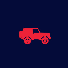 off-road car, 4wd suv vector icon