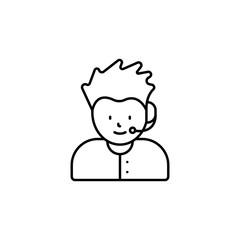 call center, avatar line icon on white background