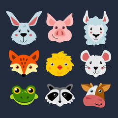 Set of cute vector animals