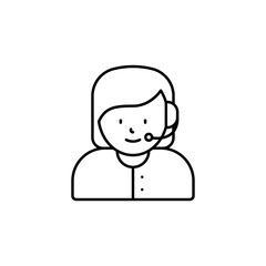 call center, avatar, girl line icon on white background