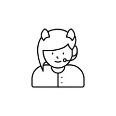 call center, avatar, girl line icon on white background