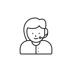 call center, avatar, girl line icon on white background