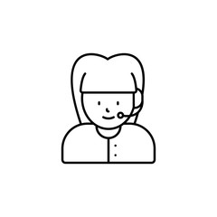 call center, avatar, girl line icon on white background