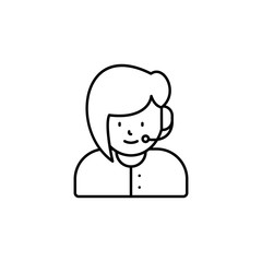 call center, avatar, girl line icon on white background