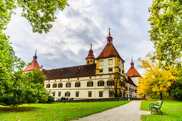Obraz premium View at Eggenberg palace in Autumn tourist spot, famous travel destination in Styria.