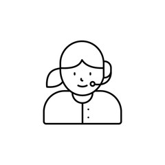 call center, avatar, girl line icon on white background