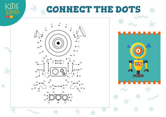 Dot to dot kids game vector illustration. Preschool children educational activity