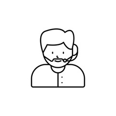 call center, avatar line icon on white background