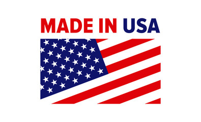 Made in USA logo or label. US icon with American flag. for packaging products