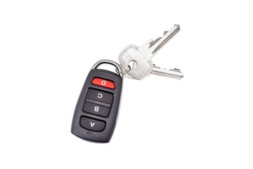car key with remote control isolated on white
