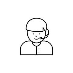 call center, avatar line icon on white background