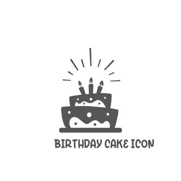 Birthday cake icon simple flat style vector illustration.