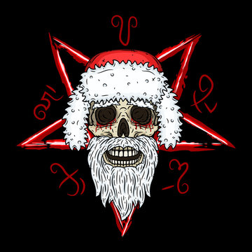 Skull. Santa claus skull. Vector illustration isolated on white background.