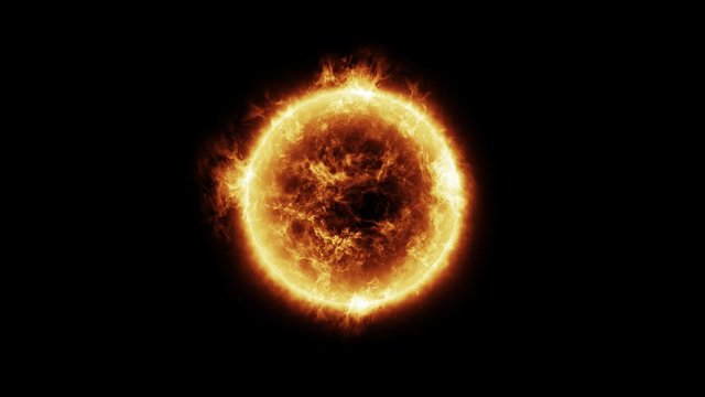 The Sun Solar Atmosphere isolated on black background. 3D Render 4k