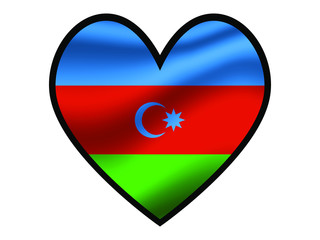 Azerbaijan National flag inside Big heart. Original color and proportion. vector illustration, from world countries of all continent set. Isolated on white background