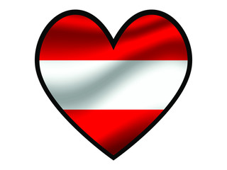  Austria National flag inside Big heart. Original color and proportion. vector illustration, from world countries of all continent set. Isolated on white background