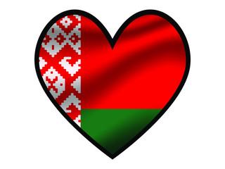 Belarus National flag inside Big heart. Original color and proportion. vector illustration, from world countries of all continent set. Isolated on white background