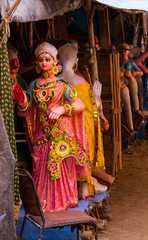 Goddess Durga Idol making for Navratri Festival in India