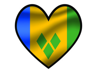 Saint Vincent and the Grenadines  National flag inside Big heart. Original color and proportion. vector illustration, from world countries of all continent set. Isolated on white background