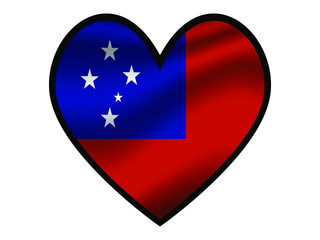 Samoa National flag inside Big heart. Original color and proportion. vector illustration, from world countries of all continent set. Isolated on white background
