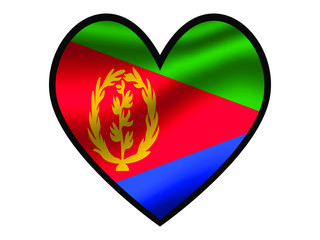 Eritrea National flag inside Big heart. Original color and proportion. vector illustration, from world countries of all continent set. Isolated on white background