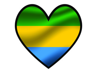 Fototapeta premium Gabon National flag inside Big heart. Original color and proportion. vector illustration, from world countries of all continent set. Isolated on white background