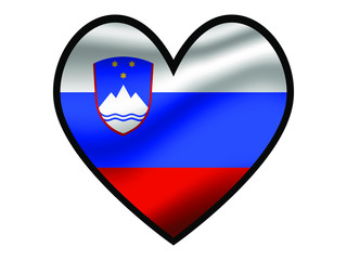 Fototapeta premium Slovenia National flag inside Big heart. Original color and proportion. vector illustration, from world countries of all continent set. Isolated on white background