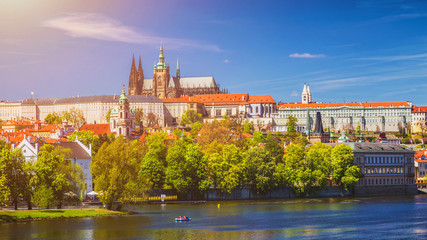 Prague Castle and Saint Vitus Cathedral, Czech Republic. Panoramic view