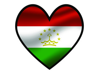 Tajikistan National flag inside Big heart. Original color and proportion. vector illustration, from world countries of all continent set. Isolated on white background