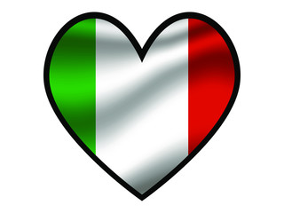 Italy National flag inside Big heart. Original color and proportion. vector illustration, from world countries of all continent set. Isolated on white background