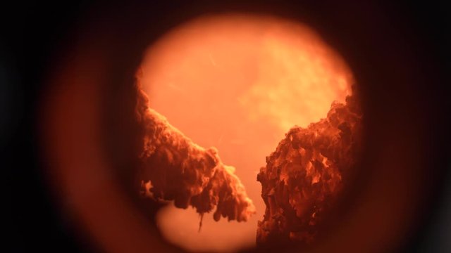 Fire of the burning process in a incineration plant