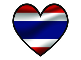 Thailand National flag inside Big heart. Original color and proportion. vector illustration, from world countries of all continent set. Isolated on white background
