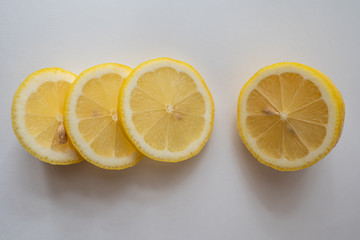 sliced ​​lemon on a white background