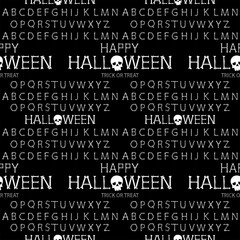 Halloween background.Seamless vector pattern with bones scary font latin alphabet