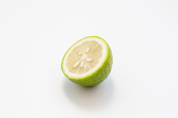 half lime on a white background