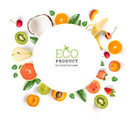 Creative layout made of cherry and apricot. Flat lay. Food concept.