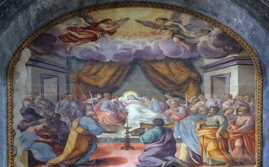 Death of Virgin Mary, altarpiece in Mantua Cathedral dedicated to Saint Peter, Mantua, Italy 