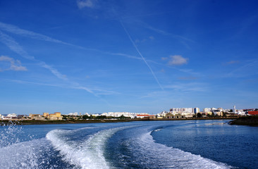 vue sur Faro depuis la lagune, Portugal 