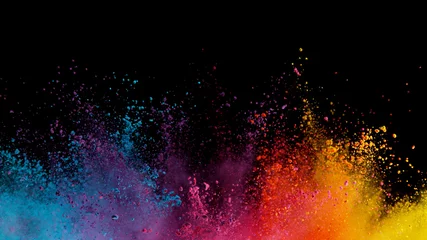 Fotobehang Explosion of colored powder on black background © Jag_cz