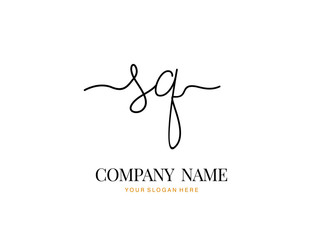 S Q SQ Initial handwriting logo design with circle. Beautyful design handwritten logo for fashion, team, wedding, luxury logo.