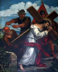 5th Stations of the Cross, Simon of Cyrene carries the cross, Sanctuary of St. Agatha in Schmerlenbach 
