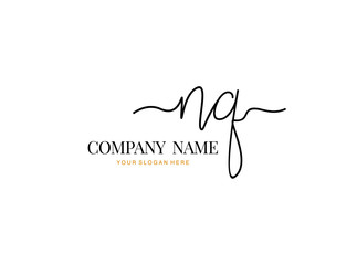 N Q NQ Initial handwriting logo design with circle. Beautyful design handwritten logo for fashion, team, wedding, luxury logo.