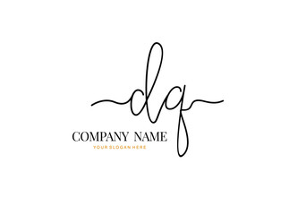 D Q DQ Initial handwriting logo design with circle. Beautyful design handwritten logo for fashion, team, wedding, luxury logo.