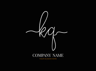 K Q KQ Initial handwriting logo design with circle. Beautyful design handwritten logo for fashion, team, wedding, luxury logo.