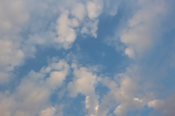 Blue sky with many white clouds