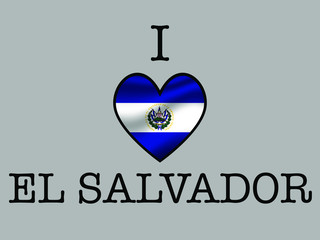 El Salvador  National flag inside Big heart and meaning i love. Original color and proportion. vector illustration, world countries from set. Isolated on white background