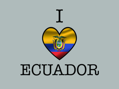 Ecuador  National flag inside Big heart and meaning i love. Original color and proportion. vector illustration, world countries from set. Isolated on white background