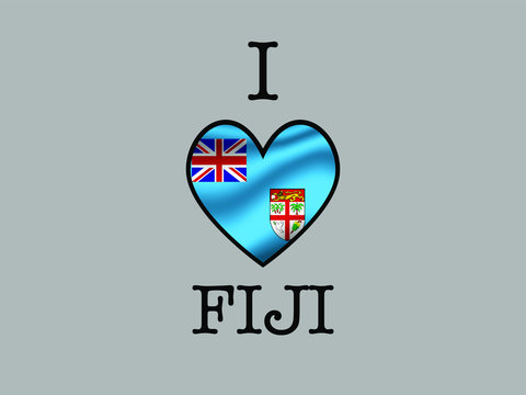 FIJI National flag inside Big heart and meaning i love. Original color and proportion. vector illustration, world countries from set. Isolated on white background