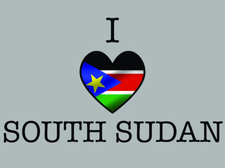 South Sudan  National flag inside Big heart and meaning i love. Original color and proportion. vector illustration, world countries from set. Isolated on white background